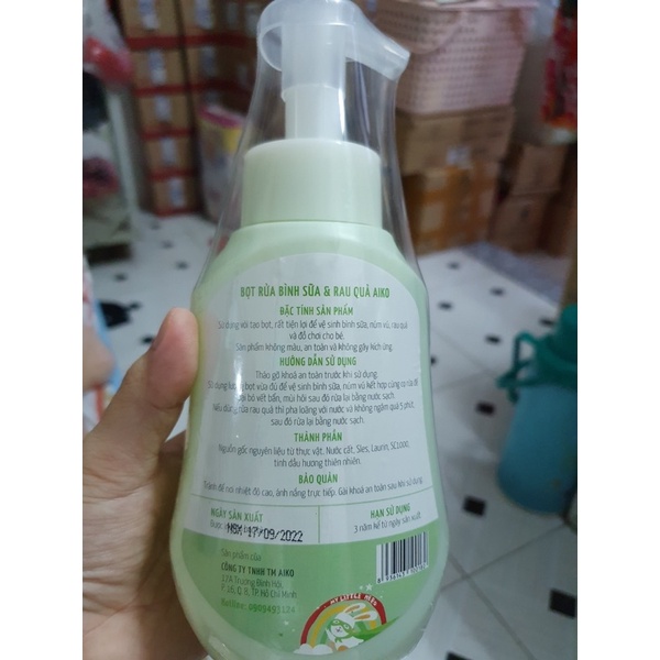 Bọt rửa bình sữa và rau quả Aiko 500ml
