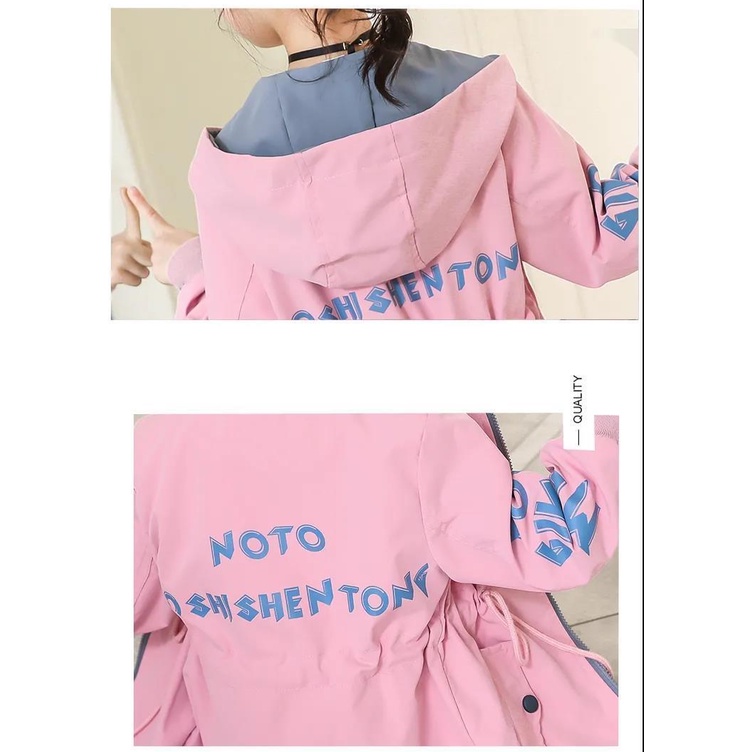Áo Khoác Gió Dáng Dài Có Mũ Trùm Thời Trang Hàn Quốc Cho Bé Gái UL2T