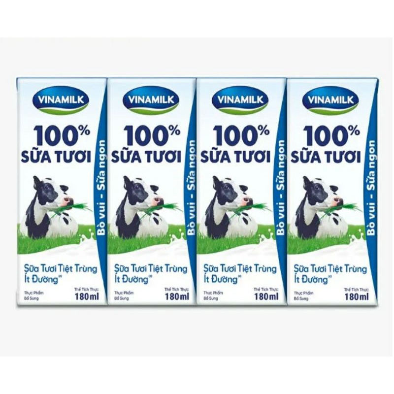 Sữa tươi tiệt trùng Vinamilk 180ml ( lốc 4 hộp )