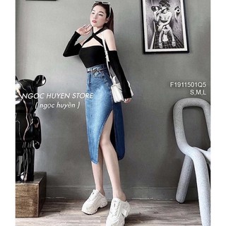 Quần váy ngắn 1 nút lai bầu