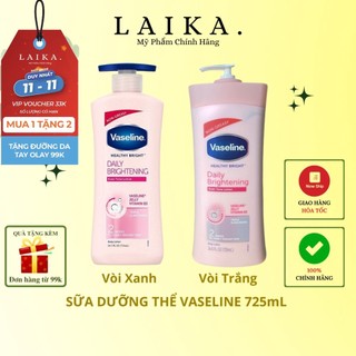 Sữa dưỡng thể Vaseline Healthy White UV Lightening Body Lotion 725ml giúp dưỡng trắng dưỡng ẩm Laika