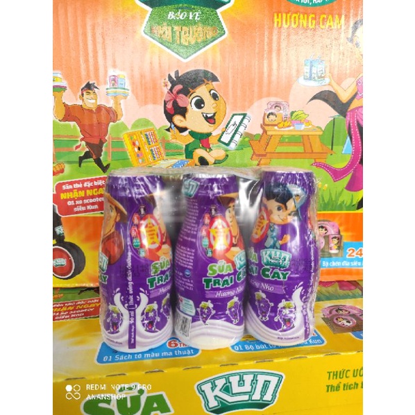 Thùng 48 chai 90ml sữa Kun dâu, nho, cam, trái cây