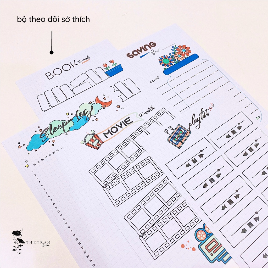 Bộ 10 tờ ghi chú kế hoạch A5 theo dõi thói quen sinh hoạt sở thích / habit tracker / thetranstudio