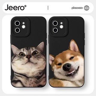 Ốp lưng JEERO mềm cặp đôi hoạt hình mèo dễ thương đẹp đen Cho iPhone 14 13 12 11 Pro Max SE 2020 X XR XS 8 7 ip 6S 6 Plus HFF1898