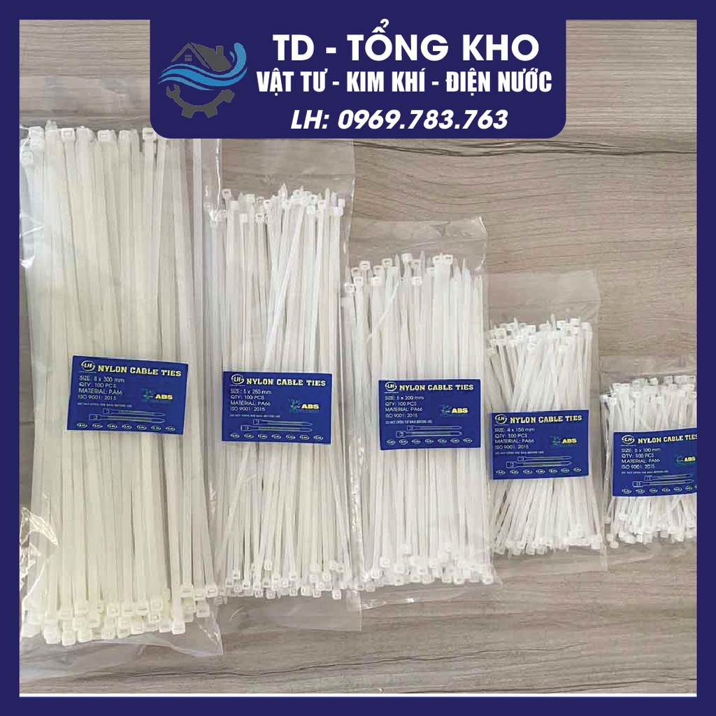 100 Sợi Dây Cáp Rút Nhựa, Dây Thít Đủ Size 10cm ,15cm, 20cm, 25cm, 30cm, 40cm