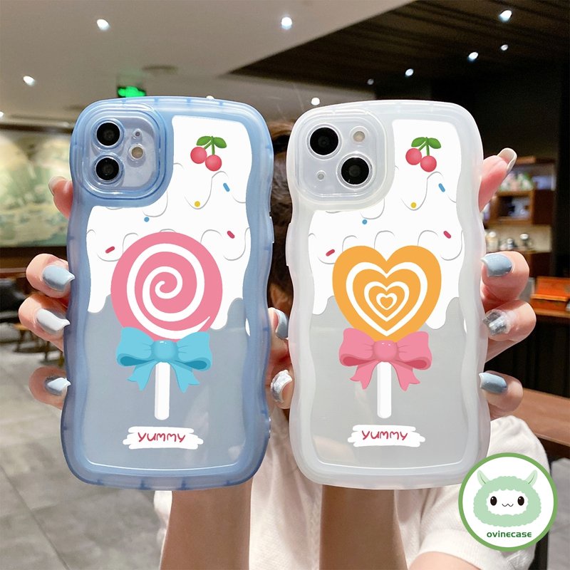 Ốp lưng iphone Ốp Điện Thoại TPU Mềm Trong Suốt Họa Tiết Kẹo Mút Trái Tim Cho iPhone 14 11 12 13 Pro Max XS X XR XS Max 7 8 Plus