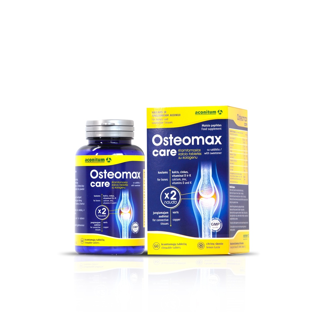 Viên nhai bổ sung canxi d3 mk7 cho bé từ 4 tuổi và người lớn Aconitum Osteomax care lọ 60 viên - phuocthien