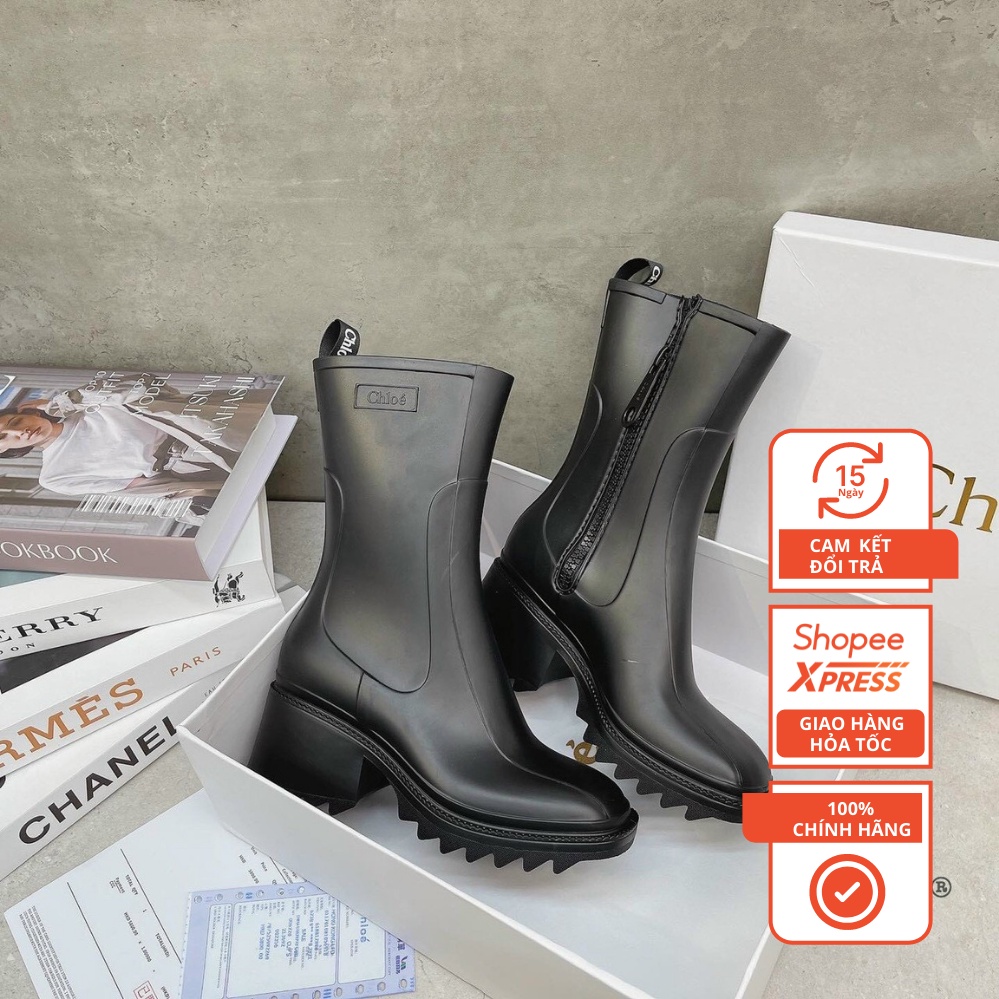 Giày Bốt Nữ Cổ Khoá Kéo Đế Dày 5cm Phong Cách Cổ Điển