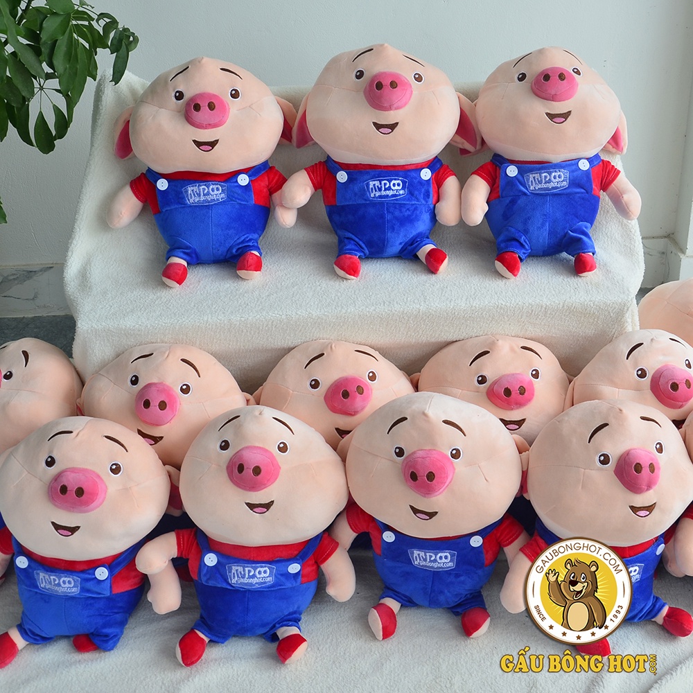 Gấu Bông Heo - Heo Bông Tik Tok Yếm Xanh Béo Ú ❤️Xưởng Gấu Hoa Bình❤️