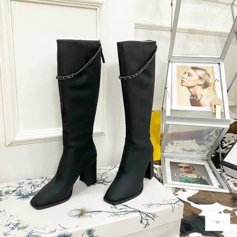 SẴN _Bốt đùi nữ gót 7 phân tag xích hàng QC