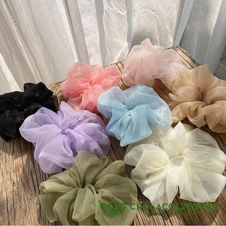 Dây buộc tóc vải bồng bềnh, scrunchies voan lưới tiểu thư - Y018