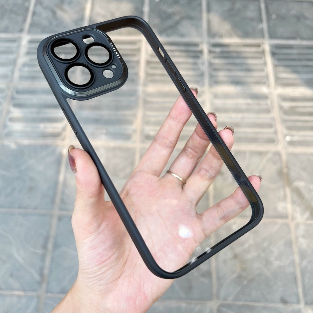 ỐP LƯNG BẢO VỆ CAMERA iPhone 15 Pro/ 15 Pro Max/ 14 Pro/ 14 Pro Max/ 13 Pro Max/ 12 Pro Max, lưng trong viền màu X&M