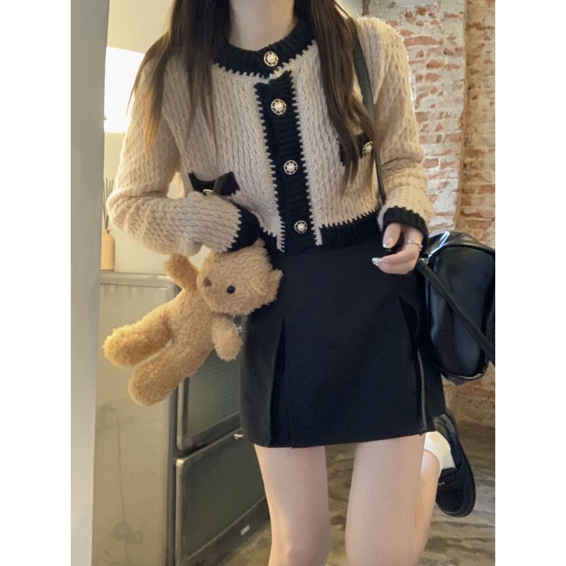 Porozi  Áo cardigan dệt kim tay dài phong cách Hàn Quốc cho nữ tùy chọn màu sắc