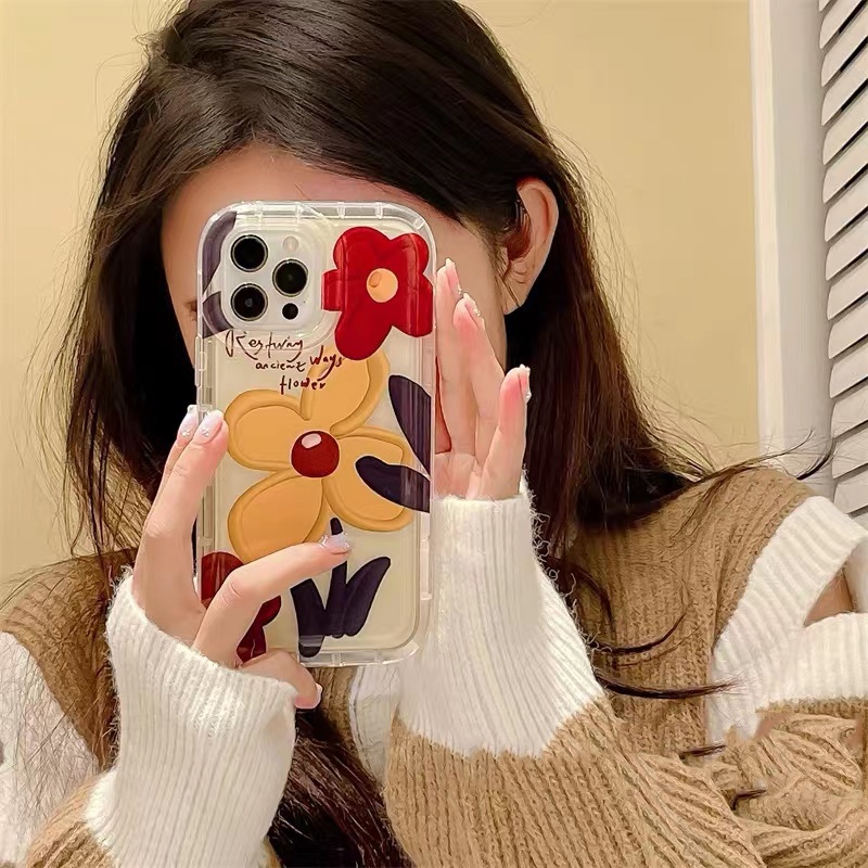 Ốp Điện Thoại TPU Dẻo Trong Suốt Họa Tiết Hoa Hướng Dương Chống Sốc Cho IPhone 14 13 12 11 Pro XS Max X XR 8 7 6 6S Plus