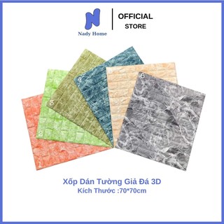 Xốp Dán Tường Vân Đá Cẩm Thạch Loại 1 hình 3d cực sang - KT 70x77cm - Sẵn Keo - Chống nóng, Chống thấm