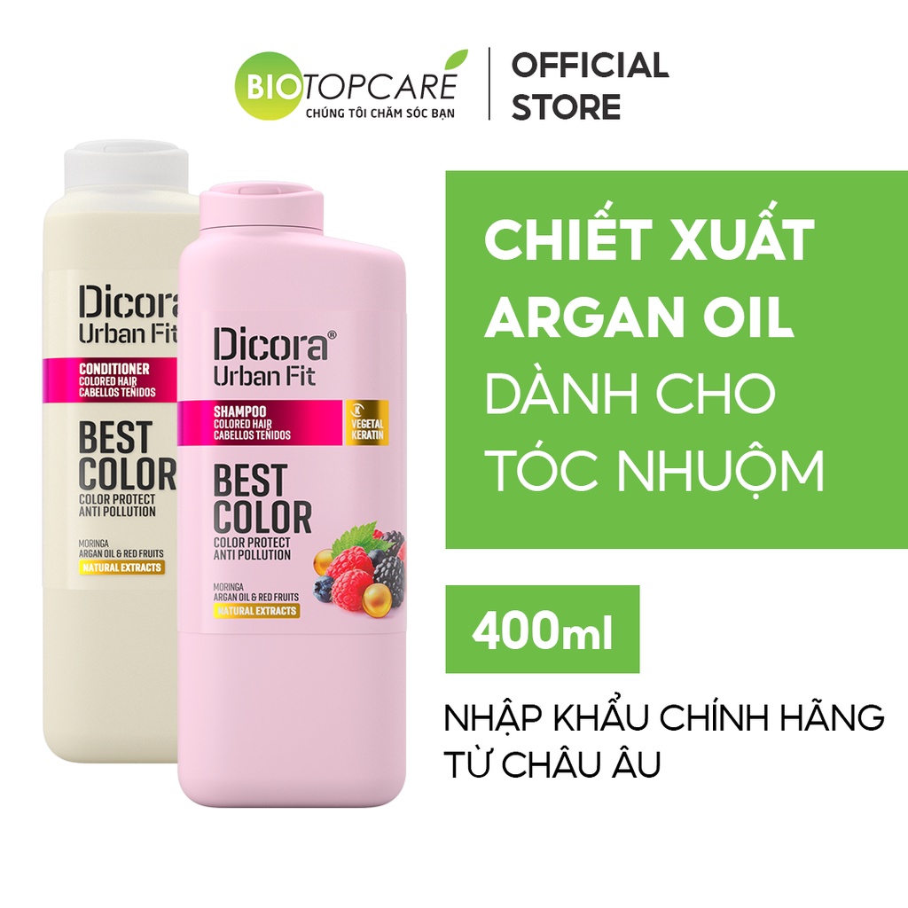 Dầu gội - xả Dicora Urban Fit chiết xuất tinh dầu Argan dành cho tóc nhuộm 400ml - BioTopcare Official