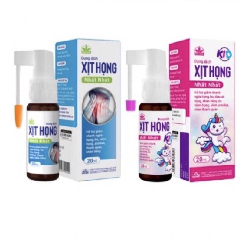 Xịt Họng Nhất Nhất - Thảo Dược Từ Thiên Nhiên - Trẻ Con Màu Hồng, Người Lớn Màu Xanh