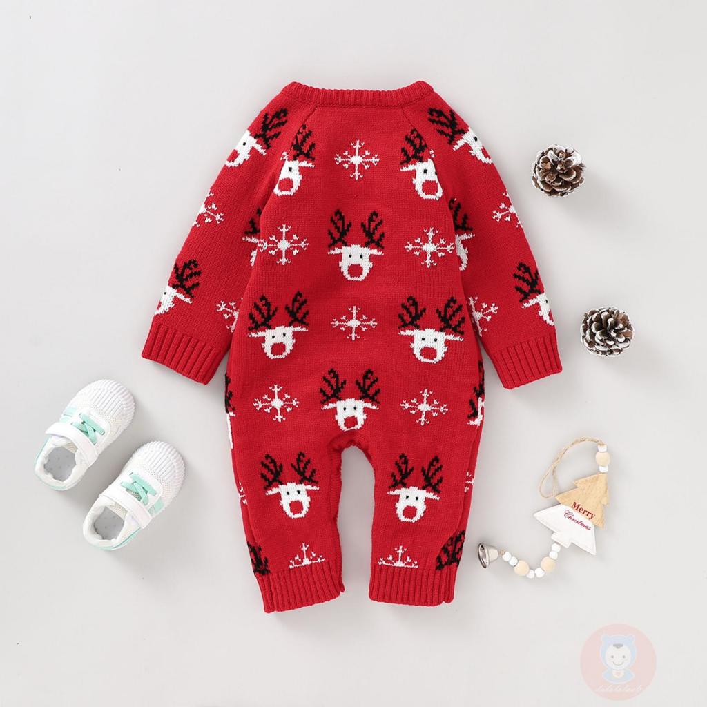 Áo liền quần DàI Tay Cổ TròN, HọA TiếT GiáNg Sinh LAA6 Cho Bé Sơ Sinh