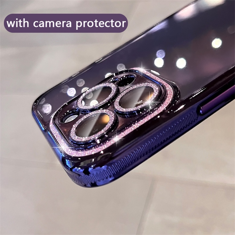 Ốp Điện Thoại Cứng Lấp Lánh Mạ Điện Bảo Vệ Camera Cho iPhone 12 13 14 Pro Max 14 Plus ip13 ip14