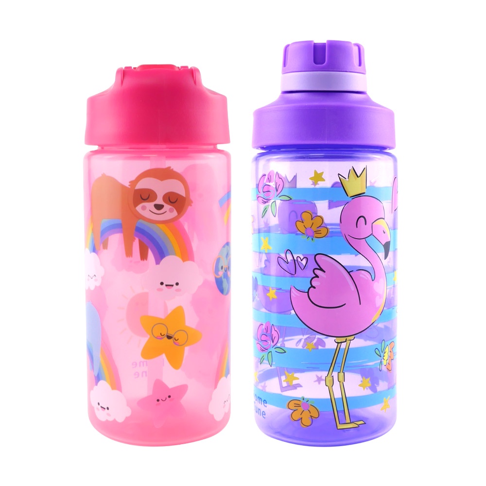 Mua một tặng một Set 2 Bình Nước mini 15oz / 444ml Bằng Nhựa Không bpa Có Ống Hút Cho Bé