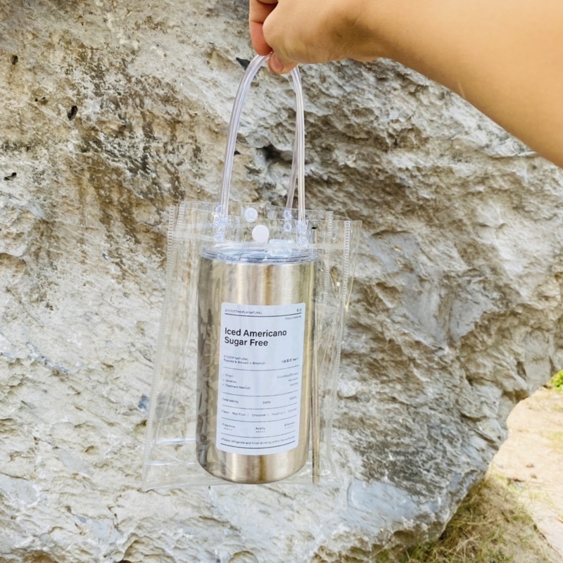 Bình giữ nhiệt KÈM TÚI Iced Americano 600ml inox 304 kèm ống hút Inox mẫu mới 2022