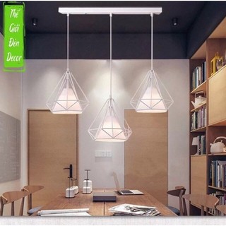 Đèn thả 3 đèn kim cương màu trắng kèm bóng cho phòng khách, bàn ăn T083
