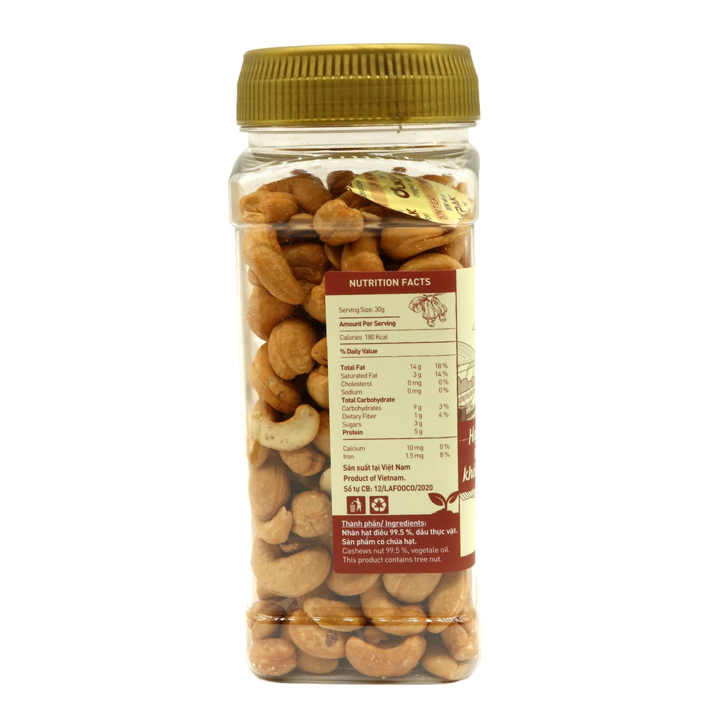 Hạt Điều LAFOOCO Rang Không Muối 270g Unsalted roasted cashew nuts