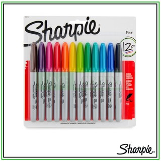 Vỉ Bút lông dầu vẽ đa chất liệu Sharpie Fine Point 12 màu