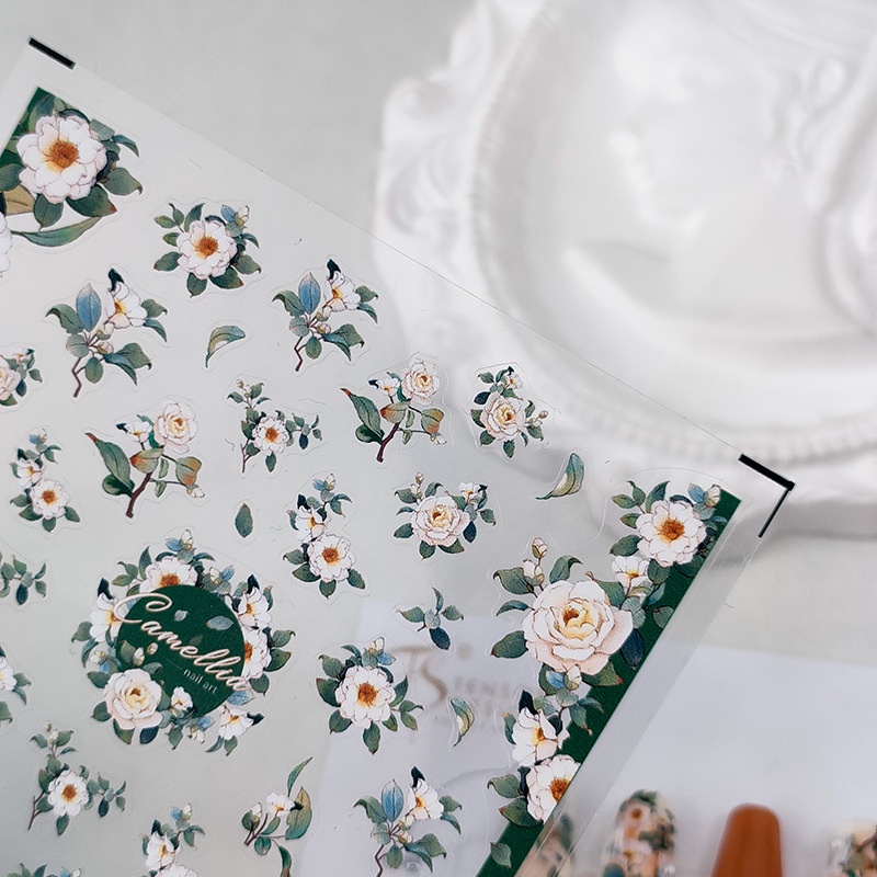 Miếng Dán Trang Trí Móng Tay In Hoa Trà Xinh Xắn KX-291