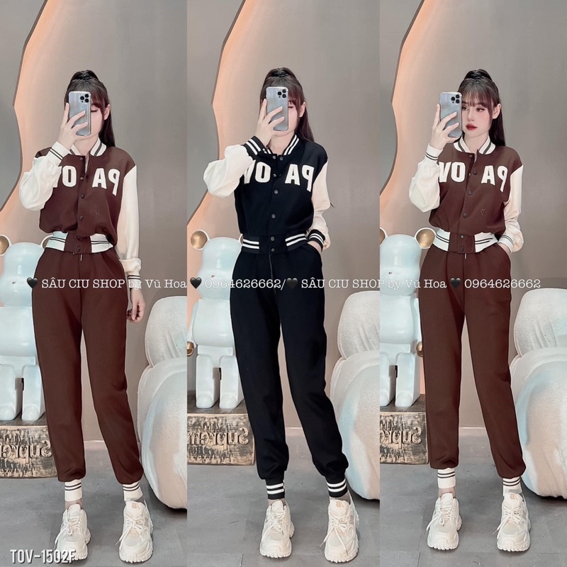 🔥🔥FREESHIP💥BỘ NỮ THỂ THAO CỔ VIỀN CÚC BẤM CHỮ THÊU.CHẤT UMI. KÈM ẢNH THẬT CHỤP SÀN VÀ TREO. Free size Form
