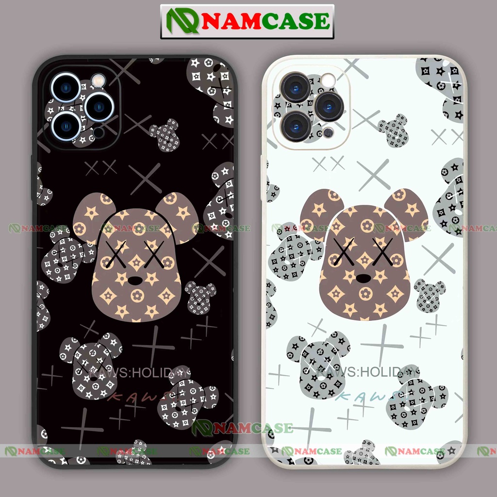Ốp lưng điện thoại iPhone gấu Kaws cạnh vuông silicon dẻo bảo vệ camera ip 6/6s/7/8/X/XS/XR/11/12/13/14 Pro Plus Max