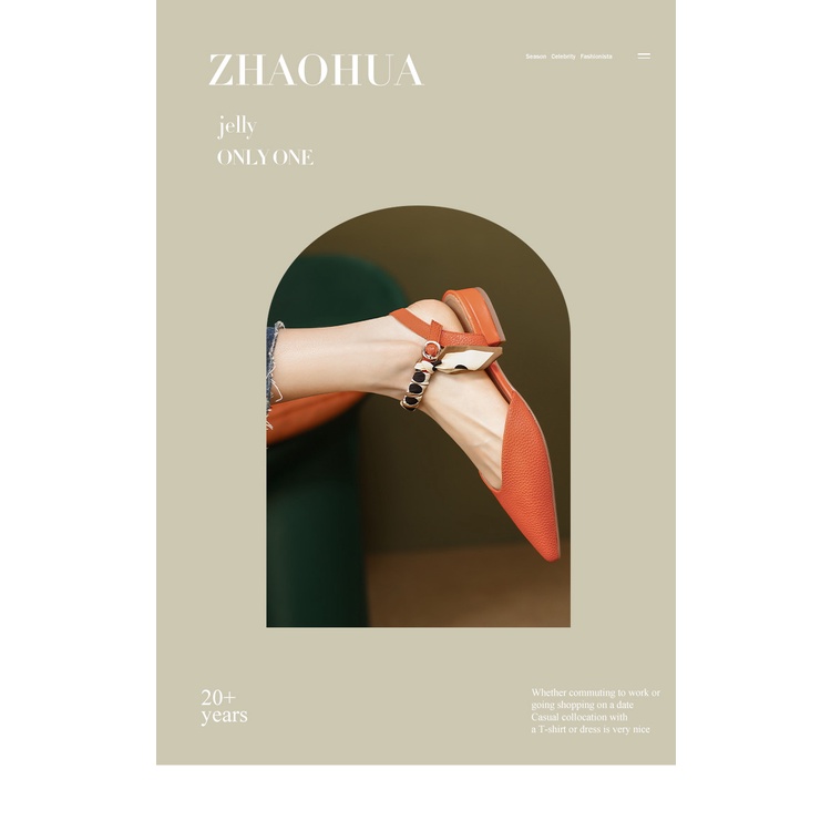 Giày Sandal Đế Phẳng 3cm Hở Gót Màu Cam Phong Cách Hàn Quốc Cho Nữ