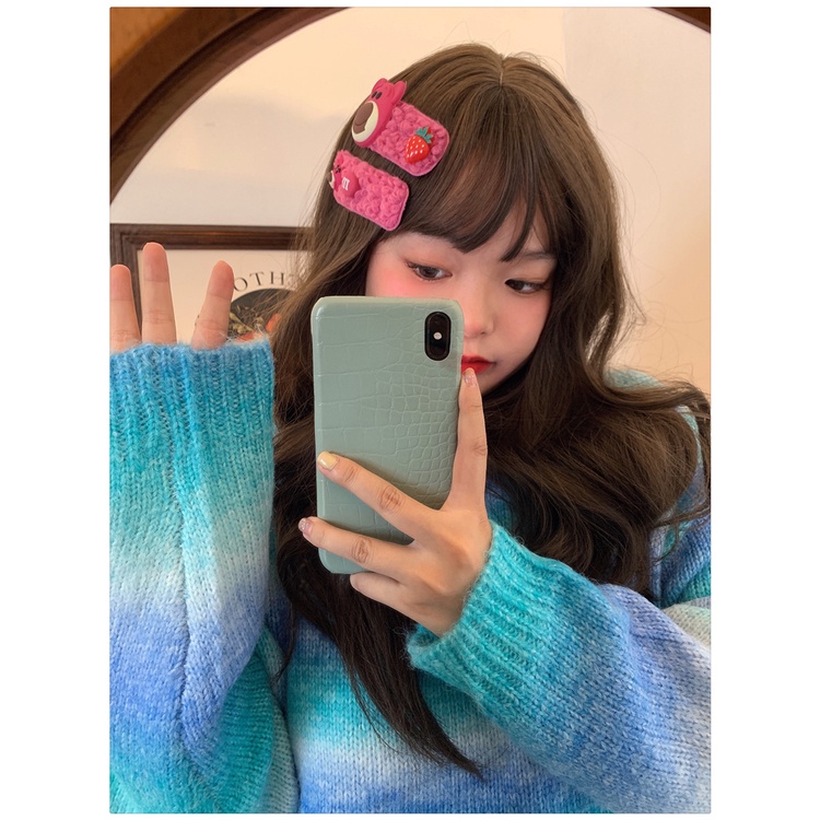 Kẹp Tóc Hình Trái Dâu / Gấu Hoạt Hình Bằng Lông Cừu Dễ Thương Xinh Xắn