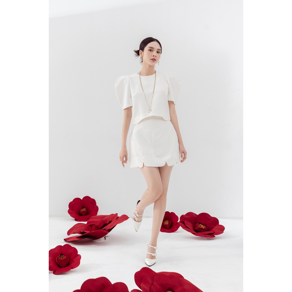 MadebyChloé - Chân váy A viền tròn xẻ có quần ROSIE SKORT - Thiết kế cao cấp