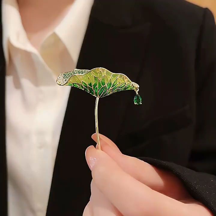 Ghim Cài Áo Hình Lá Sen Bằng Kim Loại Cao Cấp Phong Cách Dân Tộc Dành Cho Nữ