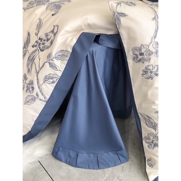 Bộ chăn ga lụa100s thêu hỷ tước cát tường cao cấp
