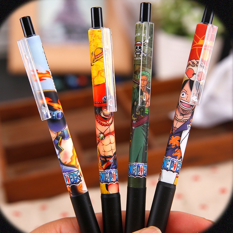 Set 6 Bút Mực Gel Ngòi 0.5Mm Màu Đen Phong Cách One Piece