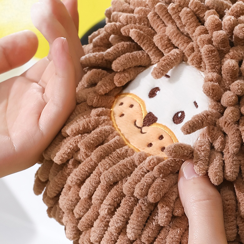 Khăn lau tay hình sư tử chất liệu vải Microfiber mềm mại siêu thấm hút