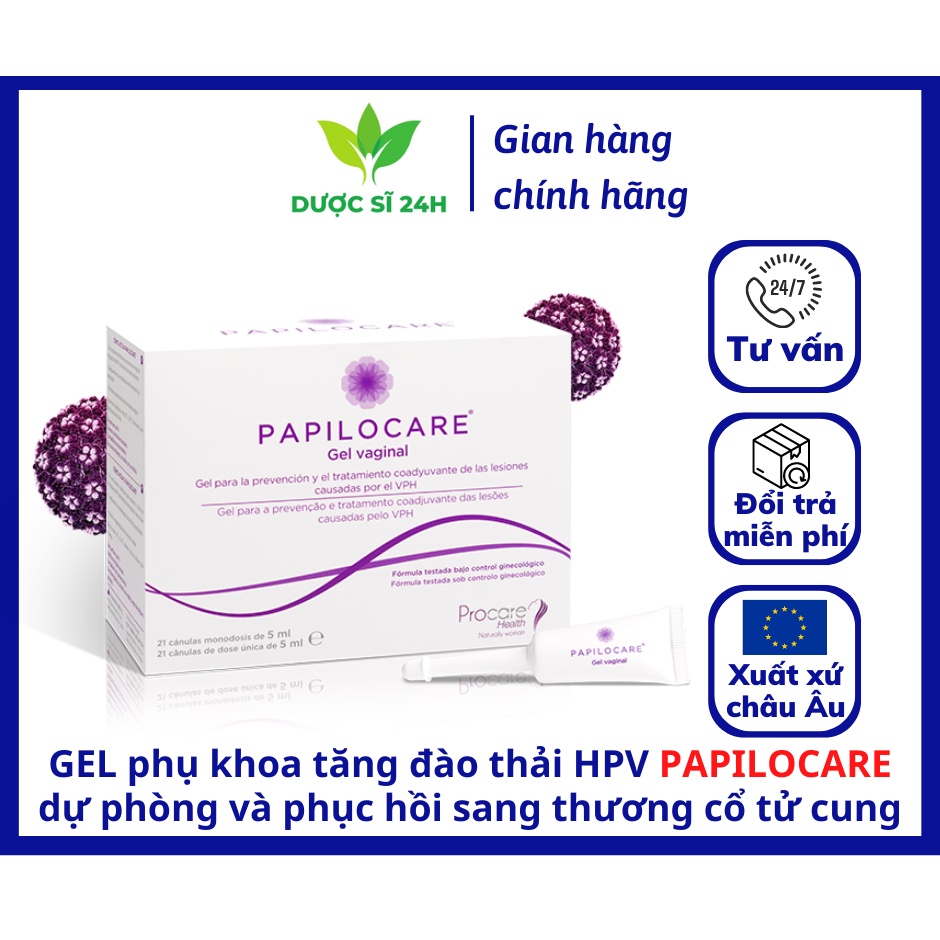 |HỘP 21 TUYP| PAPILOCARE® GEL PHỤ KHOA TĂNG ĐÀO THẢI HPV, PHỤC HỒI VÀ DỰ PHÒNG SANG THƯƠNG CỔ TỬ CUNG