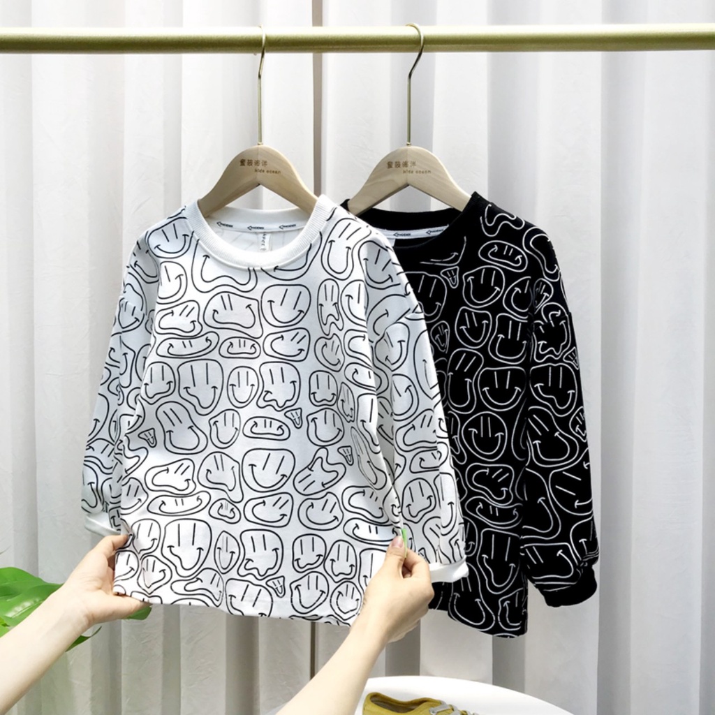 Áo Thun Tay Dài Dáng Rộng In Họa Tiết Hoạt Hình Thời Trang Cho Nam Nữ Bemine MEN TOP 266