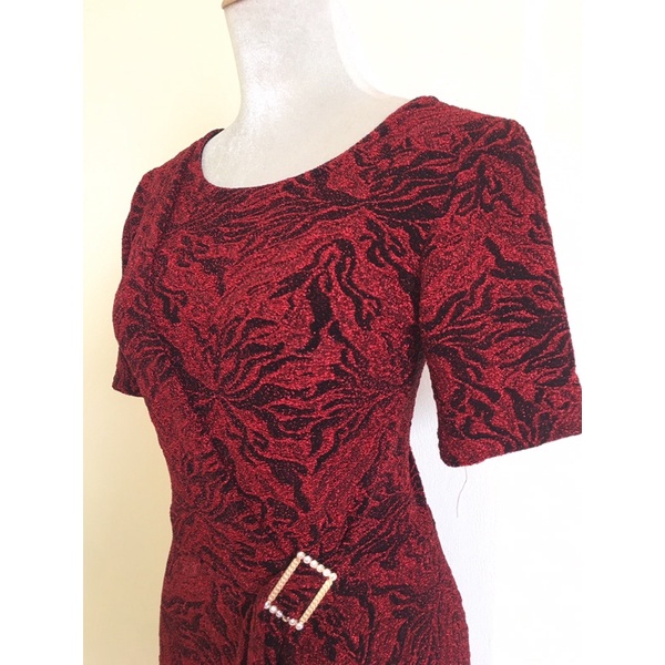 Đầm dự tiệc trung niên kiểu vạt chéo nơ tự chỉnh eo che khuyết điểm làm quà tặng mẹ