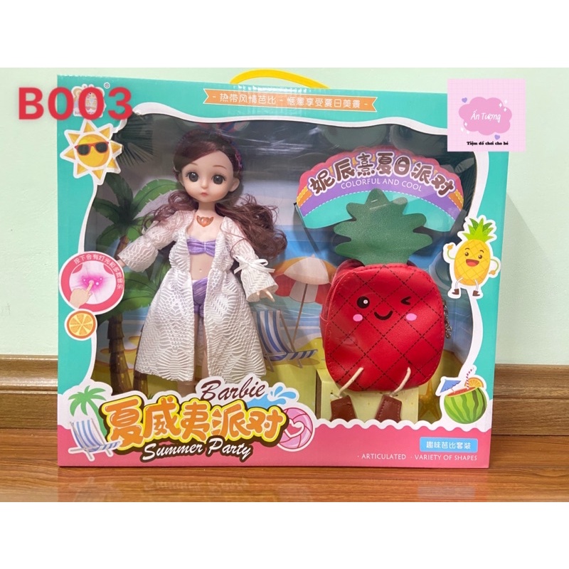 Đồ chơi bé gái - Đồ chơi búp bê- Hộp búp bê Barbie, búp bê BJD khớp xoay diện bikini xinh xắn kèm phụ kiện túi xách