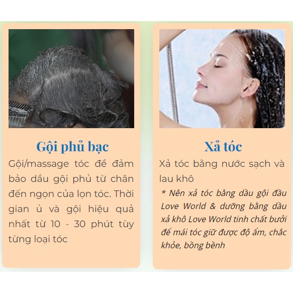 Dầu Gội Phủ Bạc Nhuộm Tóc Bạc Nhuộm Tóc Đen Nhuộm Tóc Trắng Thành Tóc Màu Đen Nâu Bền Màu Dầu Gội Phủ Bạc Love World