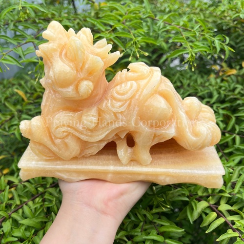 Tỳ Hưu Đá Ngọc Hoàng Long 15cm | Tượng Phong Thuỷ | May Mắn Tài Lộc