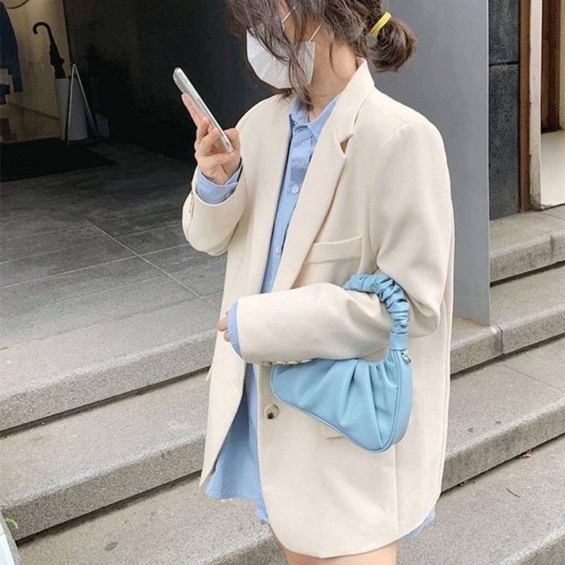 Áo Khoác Vest Áo Khoác Nữ Dáng Rộng Dáng Ôm Phiên Bản Hàn Quốc Dài Trung Bình Cho Học Sinh Bộ Đồ Nhỏ Thường Ngày Cho Nữ