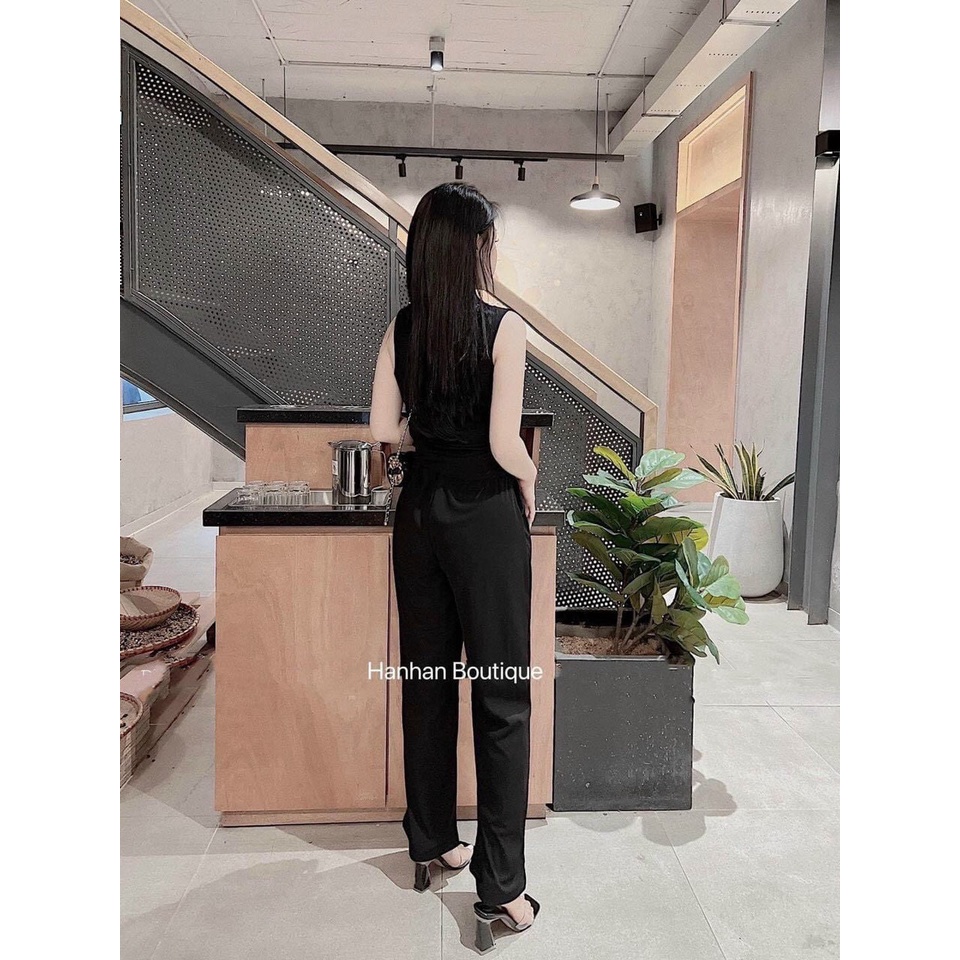 [12/12 Sale Freeship] Set bộ thời trang mùa hè,set bộ chất thun mát mẻ áo hai dây kèm quần dài ông rộng có túi mtb