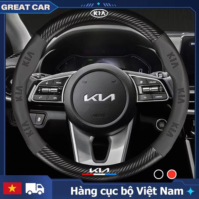 KIA BọC Vô LăNg Da Bọc Vô Lăng BọC Vô LăNg Cacbon Bọc Vô Lăng Ô Tô BọC Vô LăNg Oto Vô LăNg Xe Ô Tô Trang Trí NộI ThấT Ô Tô Phụ KiệN Xe HơI Cho KIA Morning Seltos Carnival Sonet K3 Soluto Sorento Sedona Cerato Rondo K5 Greatcar