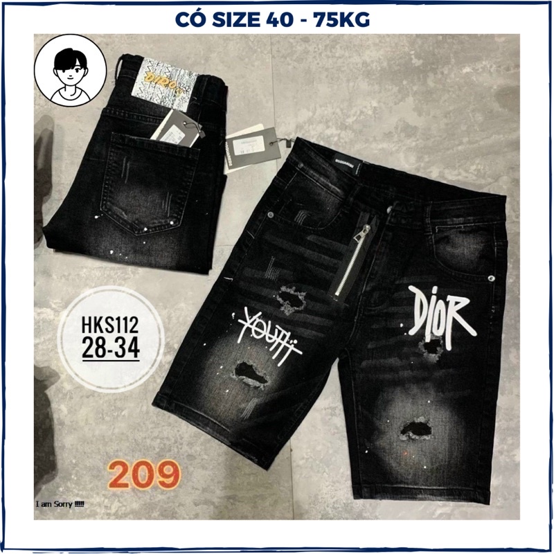 Quần short nam cao cấp vải jean phối xước in VL form bigsize 75kg, quần đùi nam thể thao co gian kiểu hàn quốc