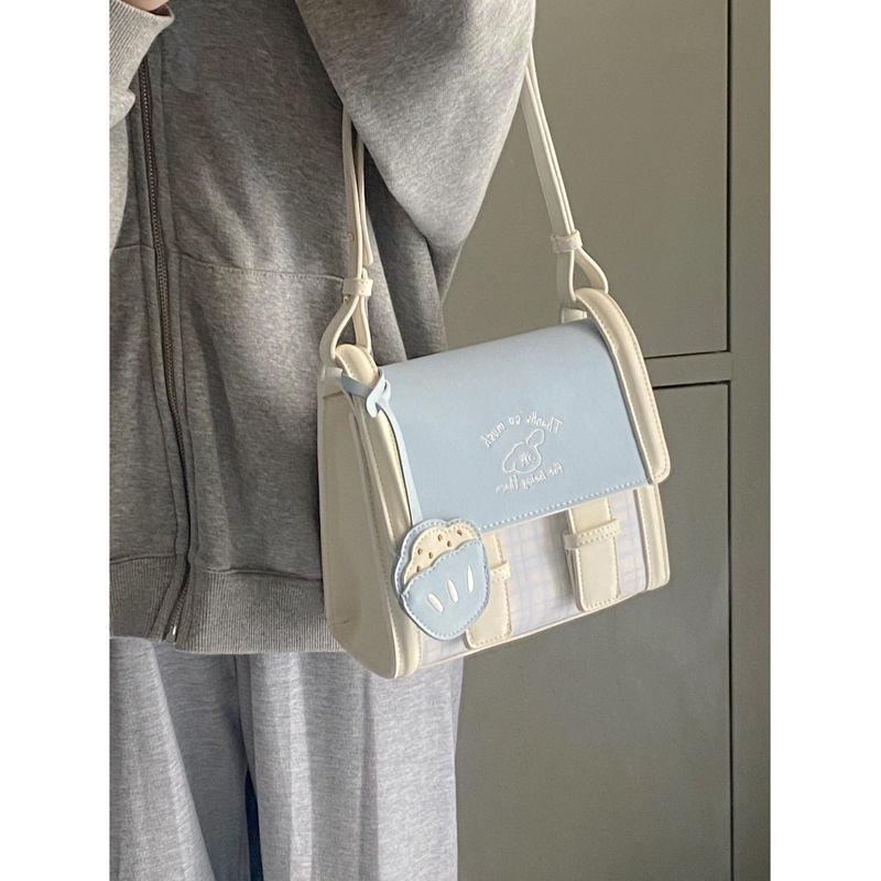 Túi Đeo Vai Họa Tiết Sọc Caro Phong Cách Preppy Hợp Thời Trang