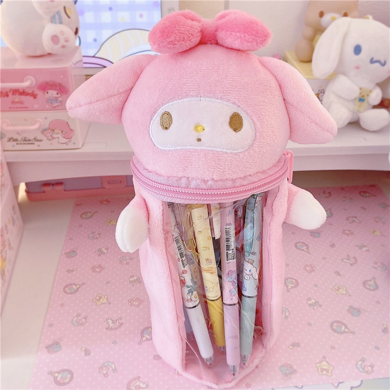 SANRIO Túi Đựng Bút Hình Thỏ Nhồi Bông Kuromi My Melody Cinnamoroll Dễ Thương Cho Bé Gái